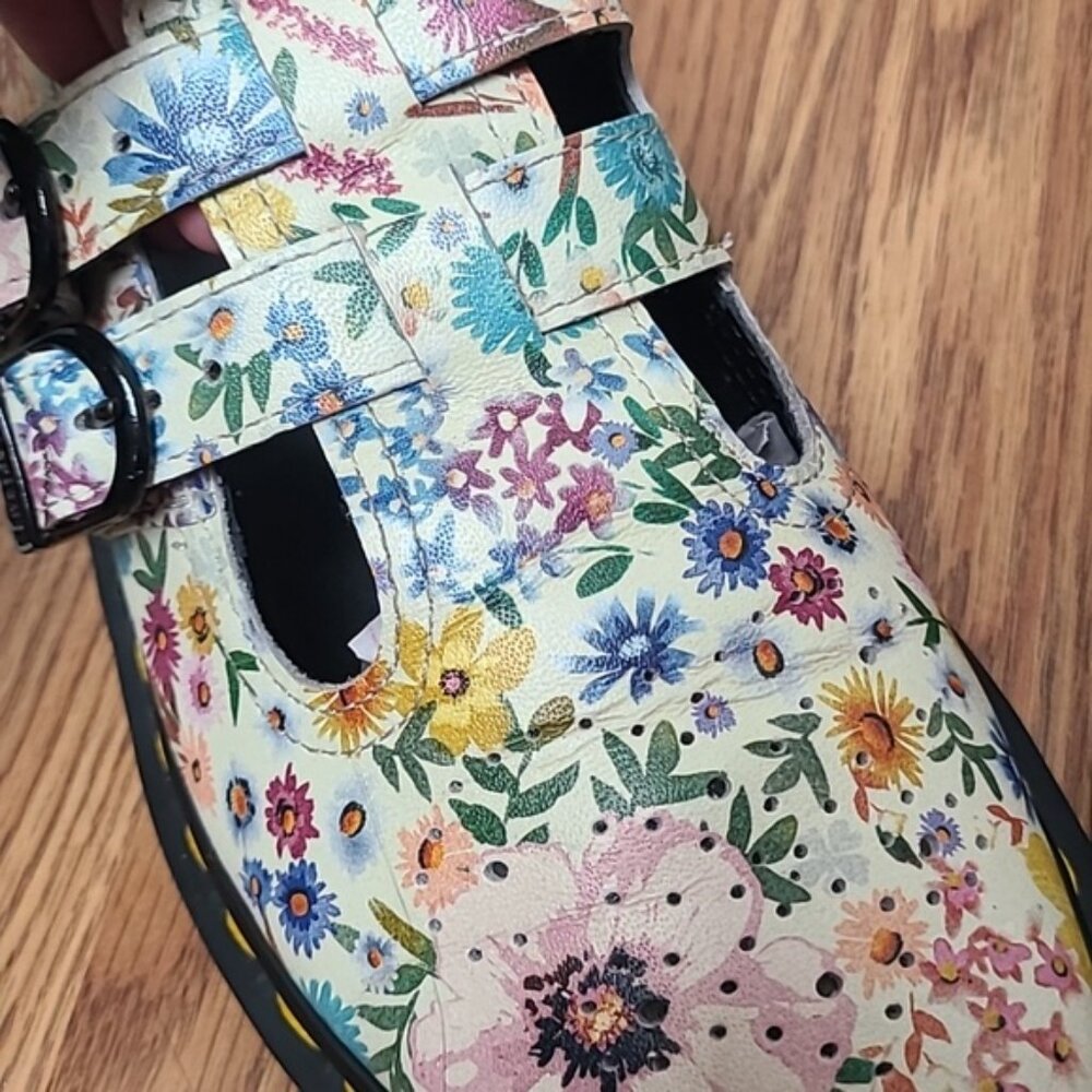 Floral Mary Jane Platform Shoes - White Multi - Picture 6 of 11